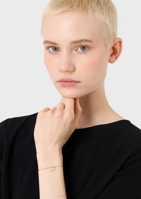 femei R802G817 Brățară cu lanț din argint sterling auriu roz Armani aur roz