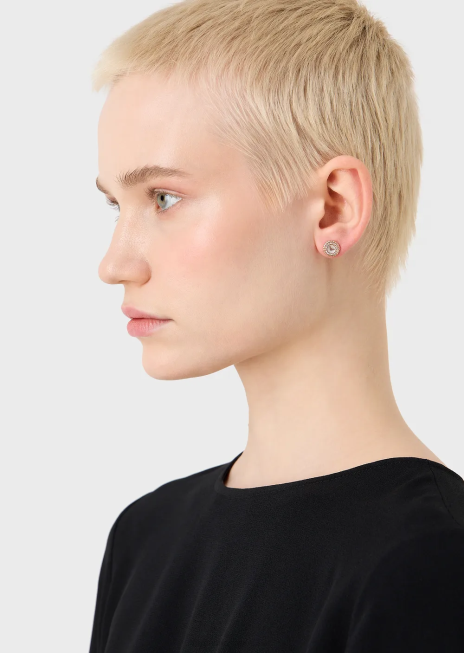 femei R802G818 cercei stud din oțel inoxidabil de culoare auriu roz Armani aur roz