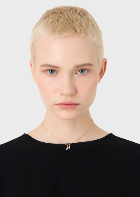 femei R802G819 colier cu pandantiv din argint sterling de culoare auriu roz Armani aur roz