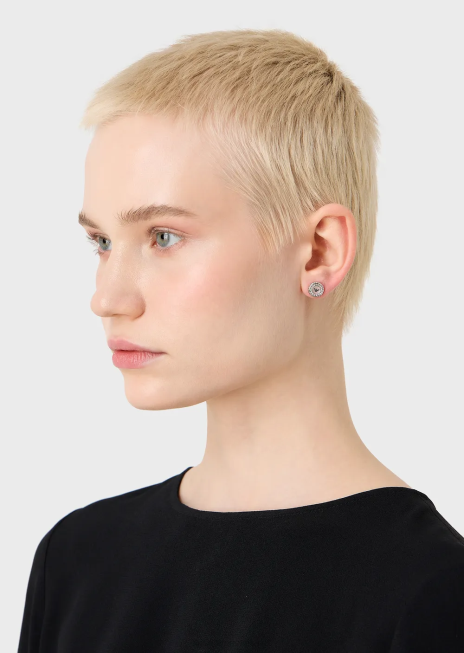 femei R802G821 cercei tip știft din oțel inoxidabil sidef Armani argint