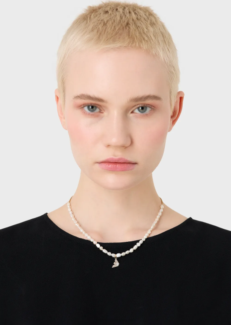 femei R802G826 colier cu margele din oțel inoxidabil auriu Armani aur