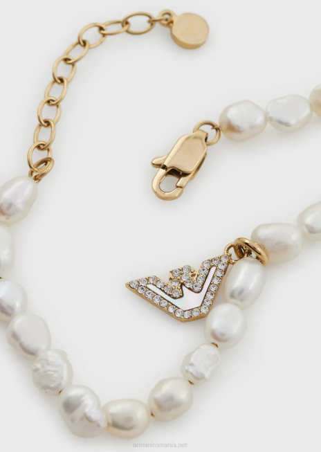 femei R802G827 brățară cu margele din oțel inoxidabil auriu Armani aur