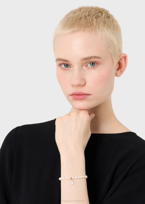 femei R802G827 brățară cu margele din oțel inoxidabil auriu Armani aur