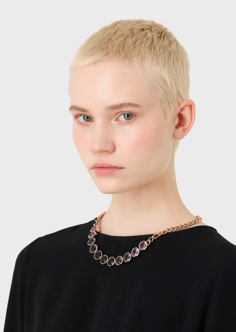 femei R802G830 colier cu componente din oțel inoxidabil de culoare auriu roz Armani aur roz