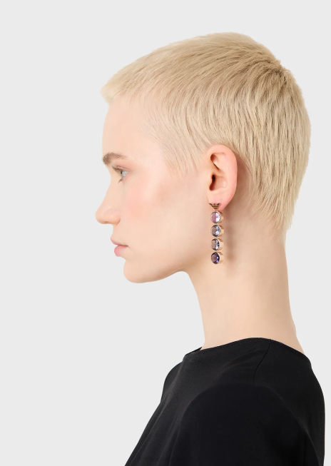 femei R802G832 cercei cu picătură din oțel inoxidabil de culoare auriu roz Armani aur roz