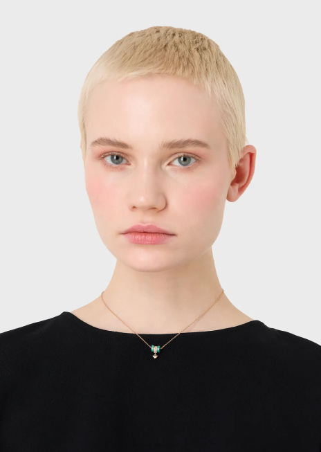 femei R802G834 colier componente din malachit verde Armani aur roz