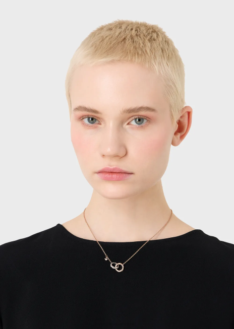 femei R802G837 colier cu lanț din oțel inoxidabil bicolor Armani multicolor