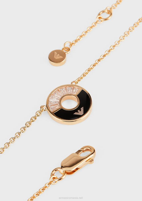 femei R802G840 colier cu pandantiv onix negru Armani aur roz