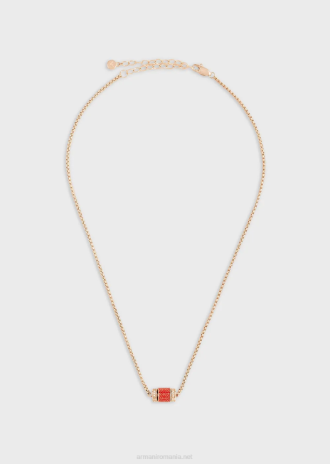 femei R802G841 colier lac roșu Armani aur roz
