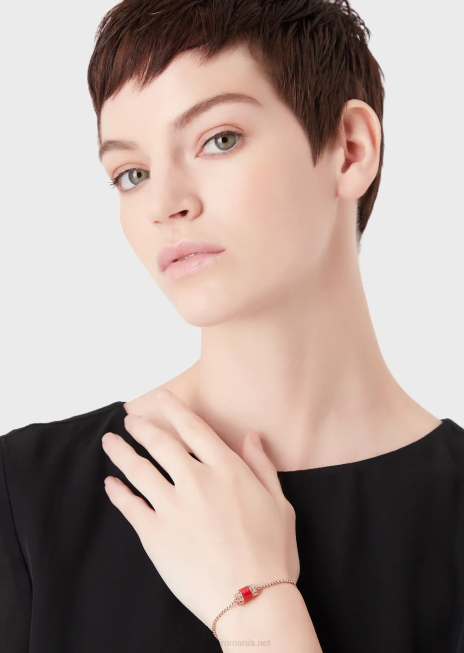 femei R802G842 brățară lac roșu Armani aur roz