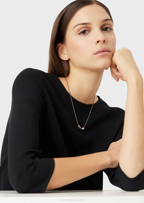 femei R802G844 colier componente lac negru Armani aur roz