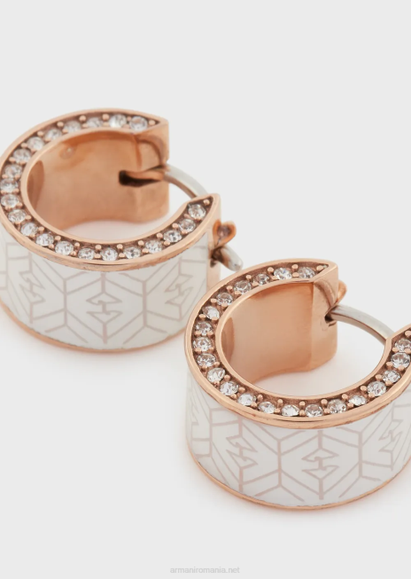 femei R802G849 cercei cerc lac alb Armani aur roz