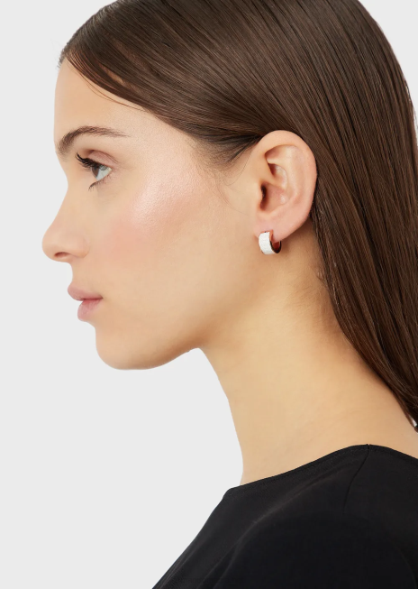 femei R802G849 cercei cerc lac alb Armani aur roz