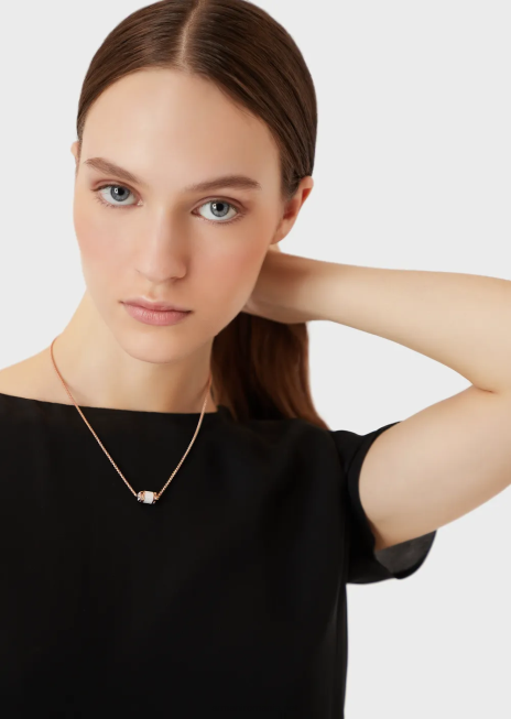 femei R802G851 colier cu pandantiv din oțel inoxidabil emporio armani roz auriuaur roz