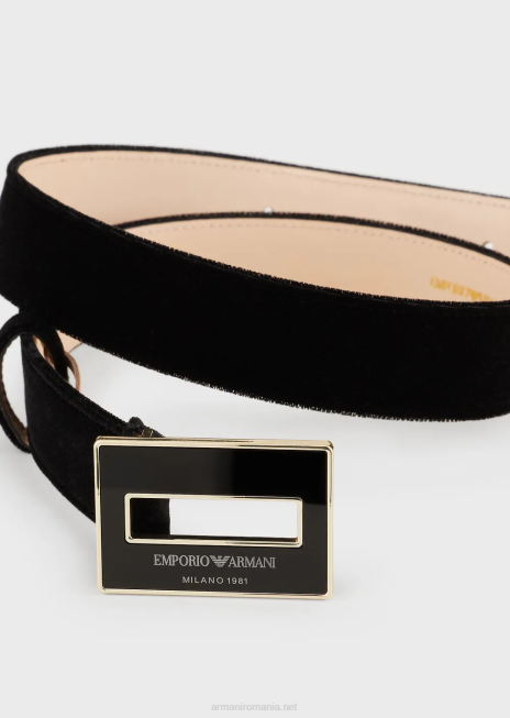 femei R802G746 centura de catifea cu placa patrata Armani negru