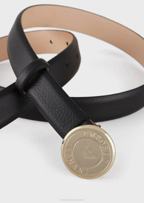 femei R802G760 centura din piele cu catarama medalion Armani negru