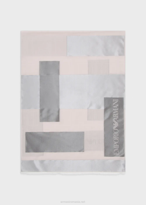 femei R802G861 Stolă din amestec de acetat cu panouri devore Armani gri