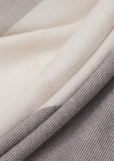 femei R802G869 Stolă cu model în dungi orizontale și logo-ul jacquard Armani gri porumbel