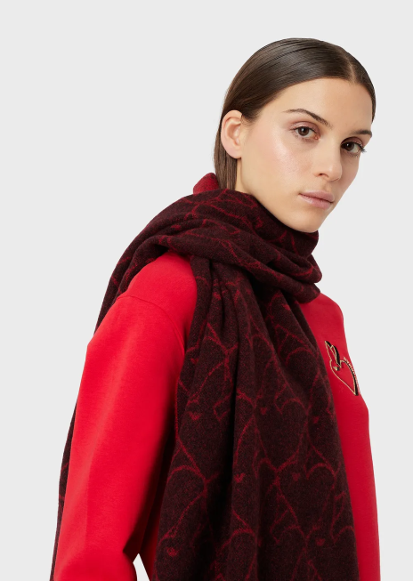 femei R802G871 eșarfă din cașmir jacquard iepure Armani