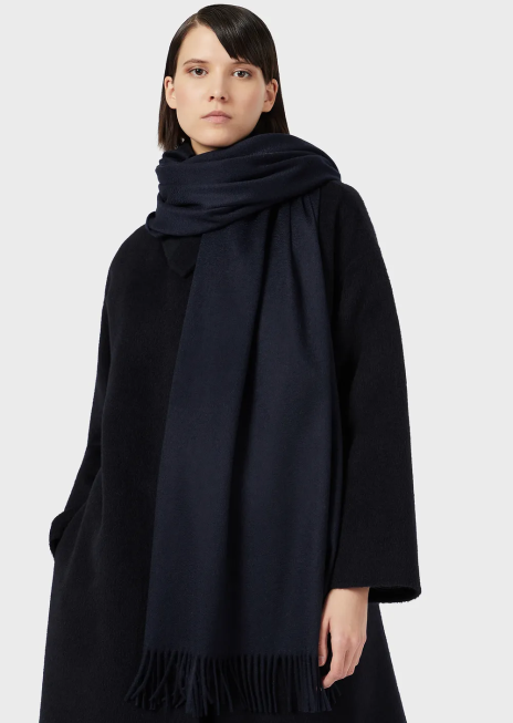 femei R802G877 eșarfă din cașmir casentino Armani albastru marin