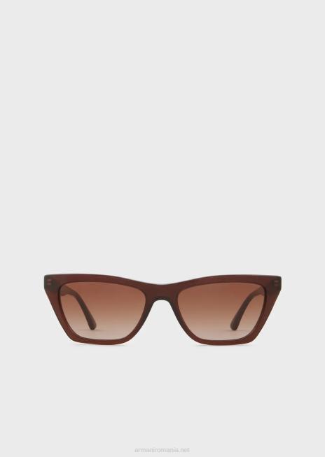 femei R802G937 ochelari de soare cu ochi de pisică Armani maro