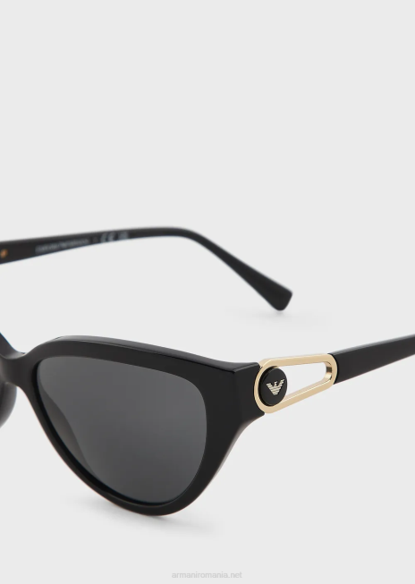 femei R802G951 ochelari de soare cu ochi de pisică Armani negru