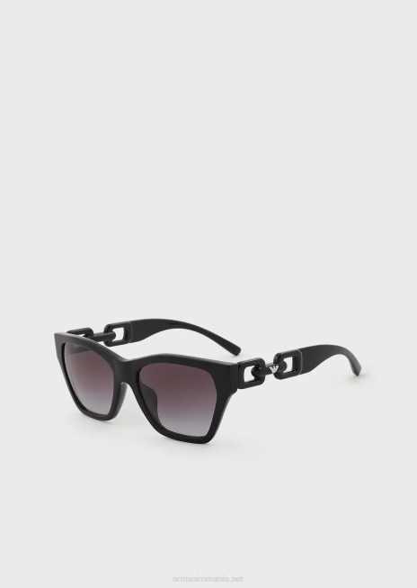 femei R802G956 ochelari de soare cu ochi de pisică Armani negru