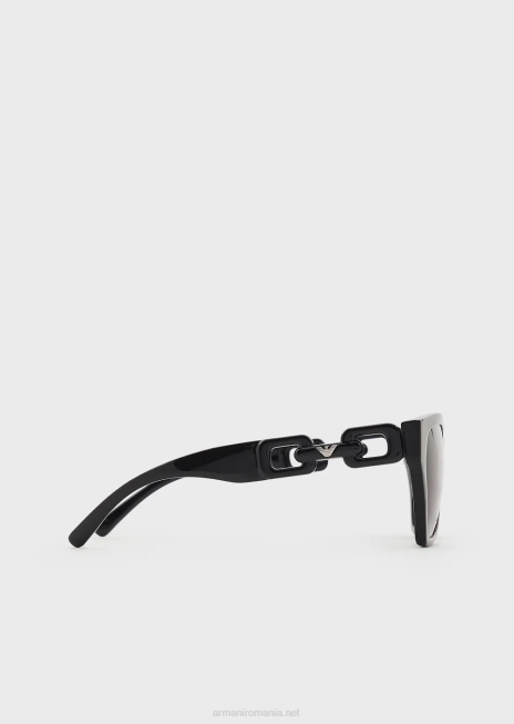 femei R802G956 ochelari de soare cu ochi de pisică Armani negru