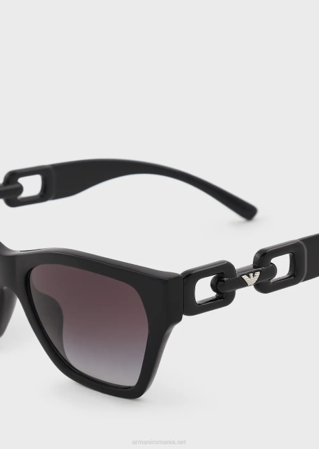 femei R802G956 ochelari de soare cu ochi de pisică Armani negru