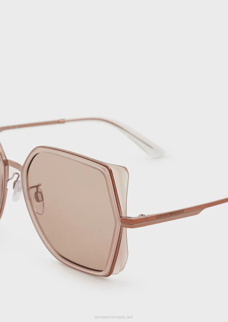 femei R802G976 ochelari de soare pătrați supradimensionați Armani aur roz