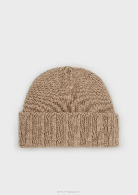 femei R802G779 beanie din cașmir cu nervuri Armani bej