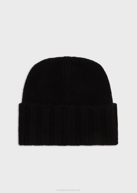femei R802G780 beanie din cașmir cu nervuri Armani negru