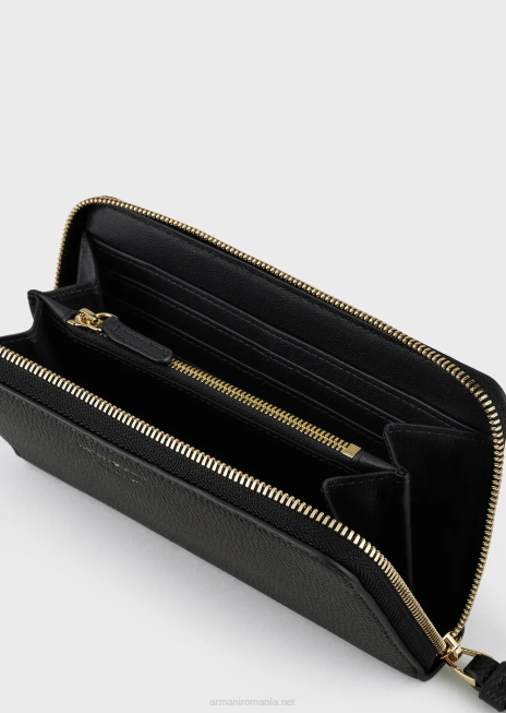 femei R802G900 portofel myea cu imprimeu de cerb, cu fermoar Armani negru