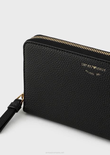 femei R802G900 portofel myea cu imprimeu de cerb, cu fermoar Armani negru