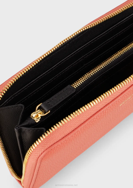 femei R802G901 portofel myea cu imprimeu de cerb, cu fermoar Armani maro