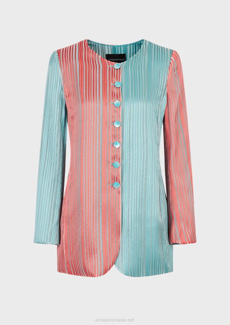 femei R802G2743 jachetă lungă cu tiv lalele din organza cu mai multe dungi Armani