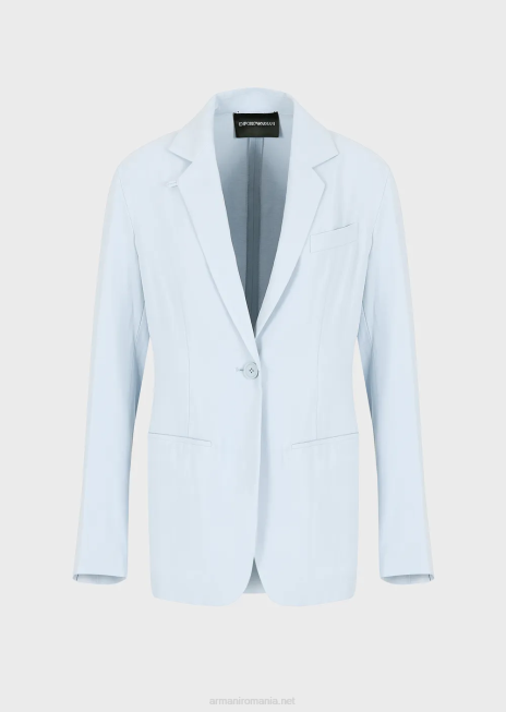 femei R802G28 jachetă cu un singur piept din gabardină fluidă Armani azur