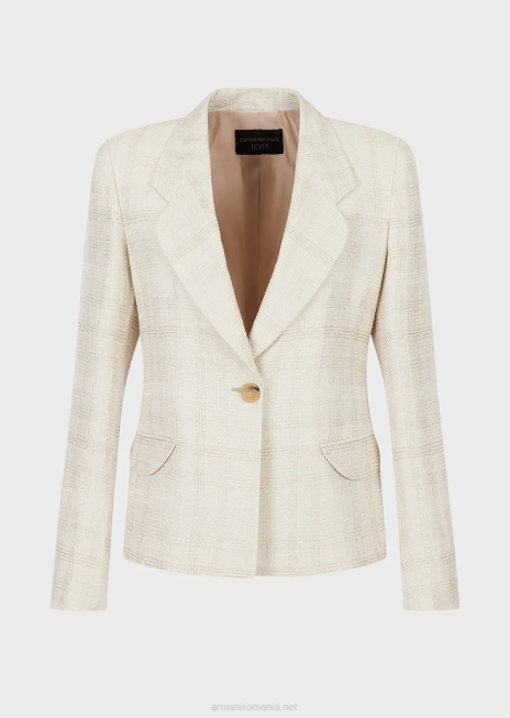 femei R802G29 geacă cu rever din amestec de in în carouri prințul de Wales Armani carouri