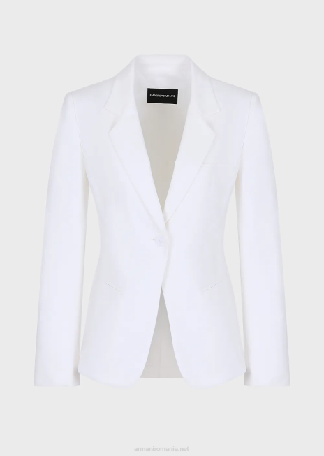 femei R802G31 jachetă cu un singur piept din bumbac stretch couture Armani alb