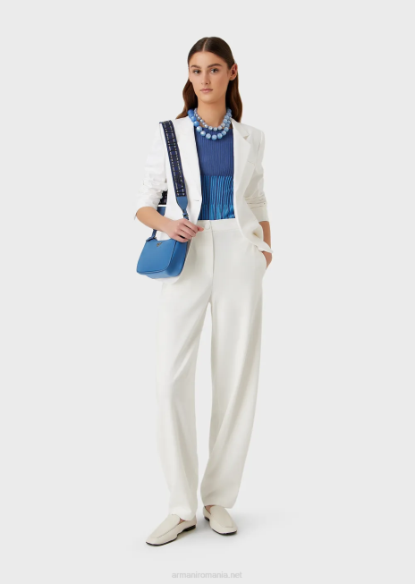 femei R802G31 jachetă cu un singur piept din bumbac stretch couture Armani alb