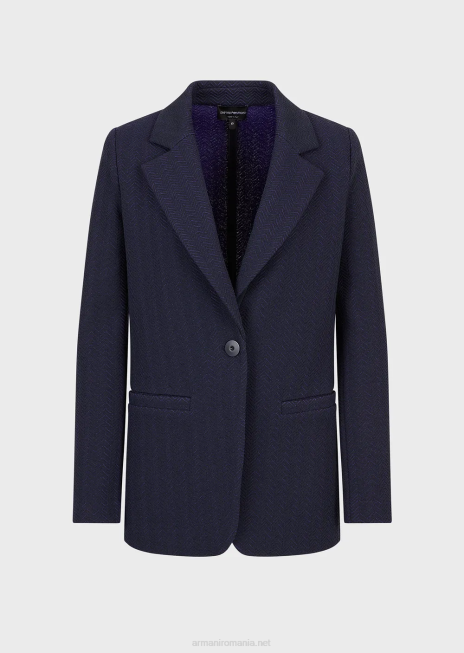 femei R802G36 jachetă cu un singur piept din jerseu jacquard în formă de heringbone Armani Violet
