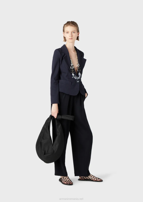 femei R802G39 jachetă cu un singur piept din jerseu cu motiv în relief 3d Armani albastru marin