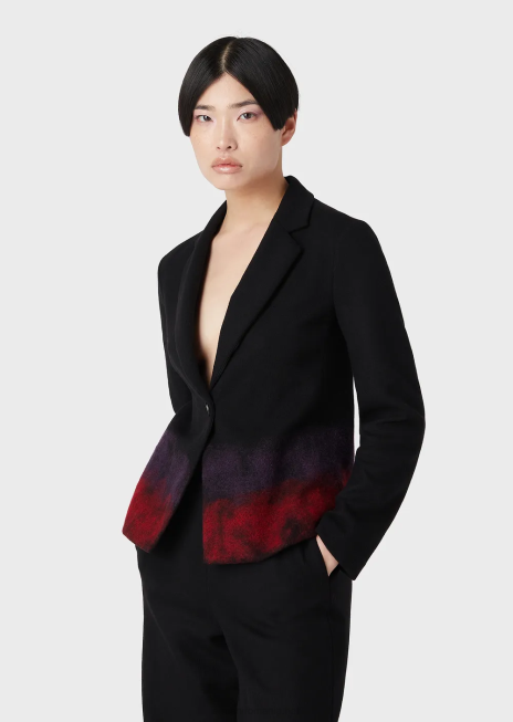 femei R802G42 jachetă cu un singur piept din jerseu din amestec de lână Armani