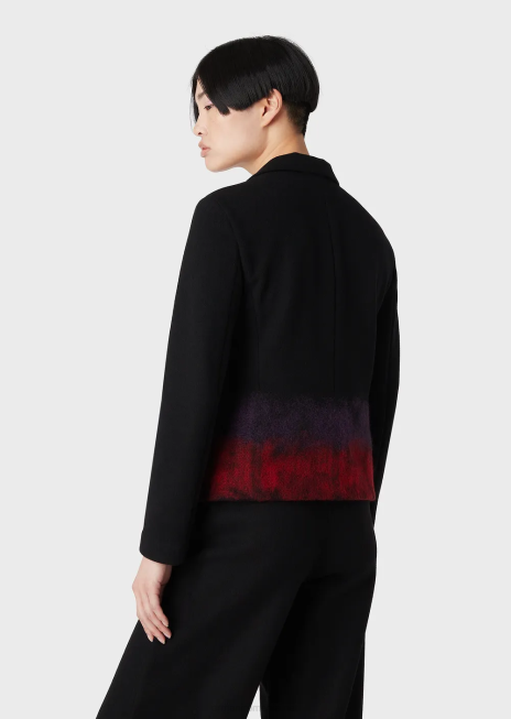 femei R802G42 jachetă cu un singur piept din jerseu din amestec de lână Armani