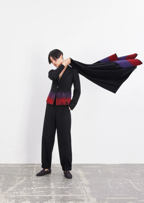 femei R802G42 jachetă cu un singur piept din jerseu din amestec de lână Armani