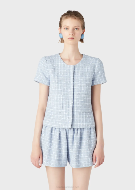 femei R802G46 geacă cu mâneci scurte din lurex-tweed Armani