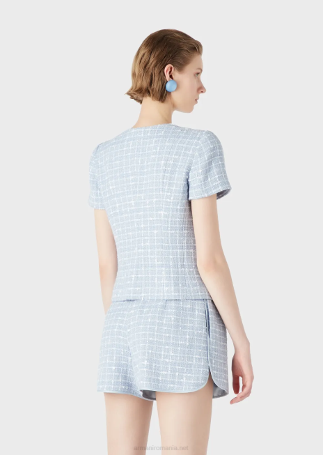 femei R802G46 geacă cu mâneci scurte din lurex-tweed Armani