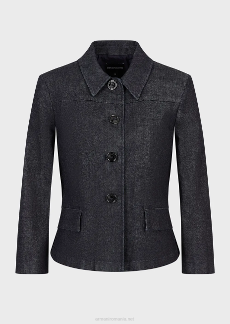 femei R802G49 jachetă din denim mercerizată clătită Armani denim