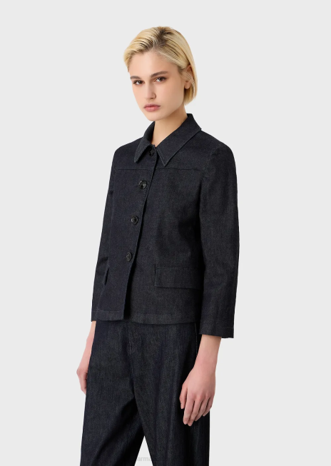 femei R802G49 jachetă din denim mercerizată clătită Armani denim