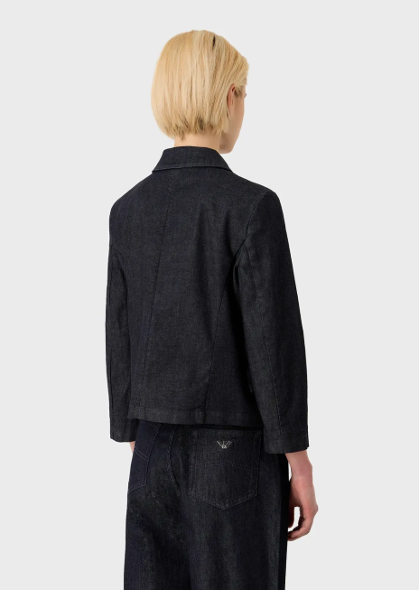 femei R802G49 jachetă din denim mercerizată clătită Armani denim